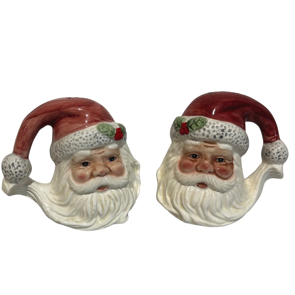 Vintage 1997 Ceramic Santa Claus Salt and Pepper Shaker Set Christmas Retro